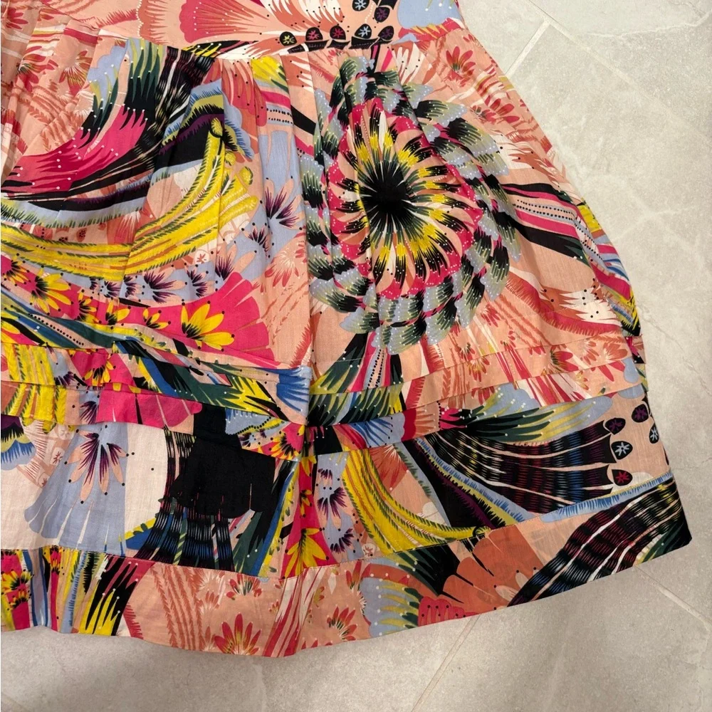 Anthropologie Leifsdottir Cotton Silk Tiered Floral Mini Skirt Size 4 - Picture 11 of 11